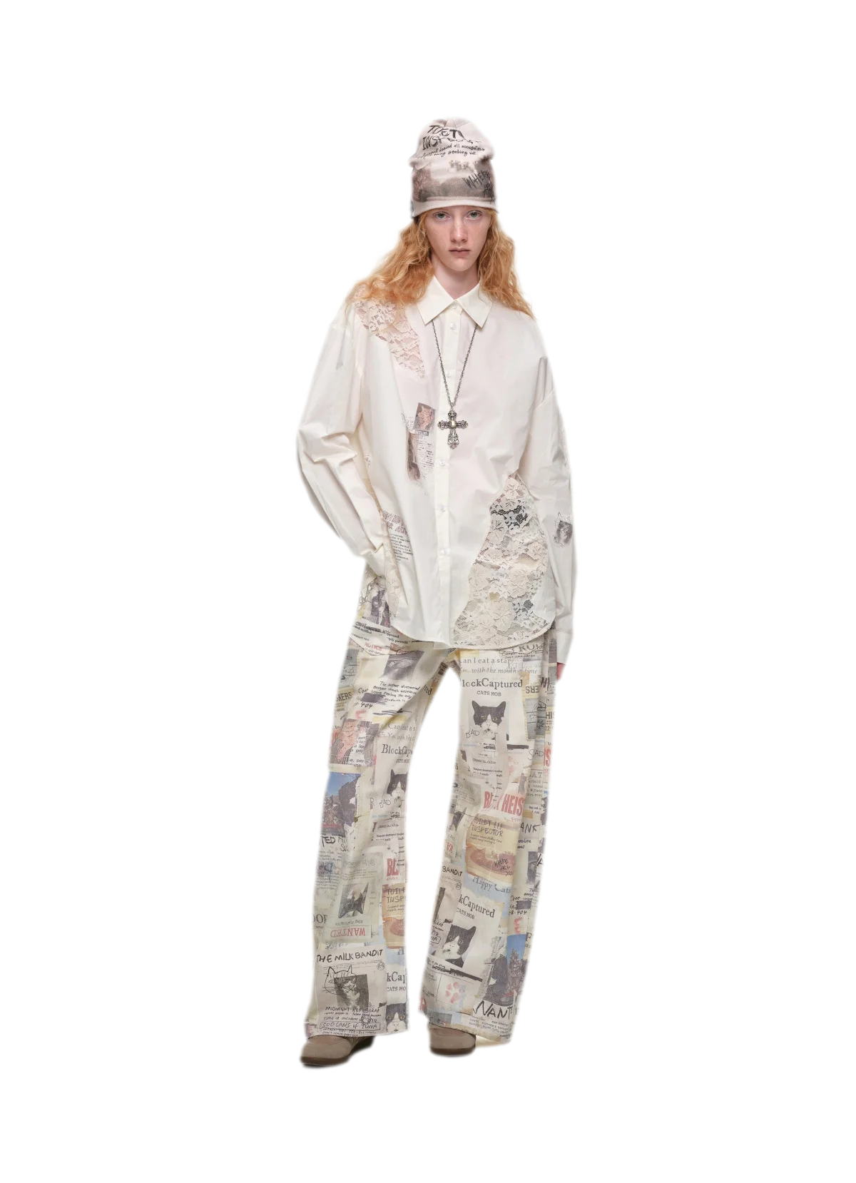 Lace Patchwork Oversized Shirt