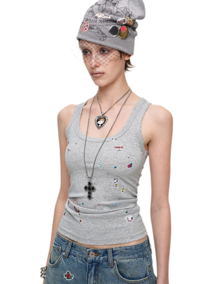 Washed Ribbed Scoop-Neck Tank