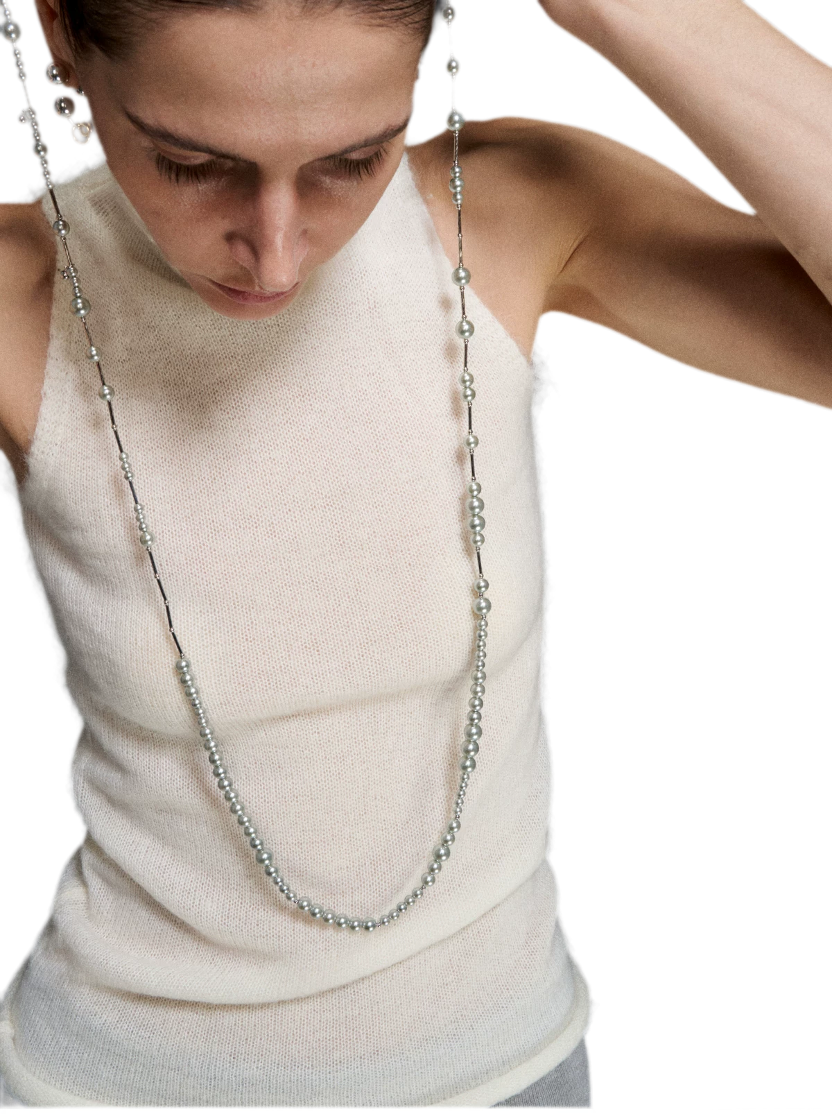 Silver Pearl Layered Necklace
