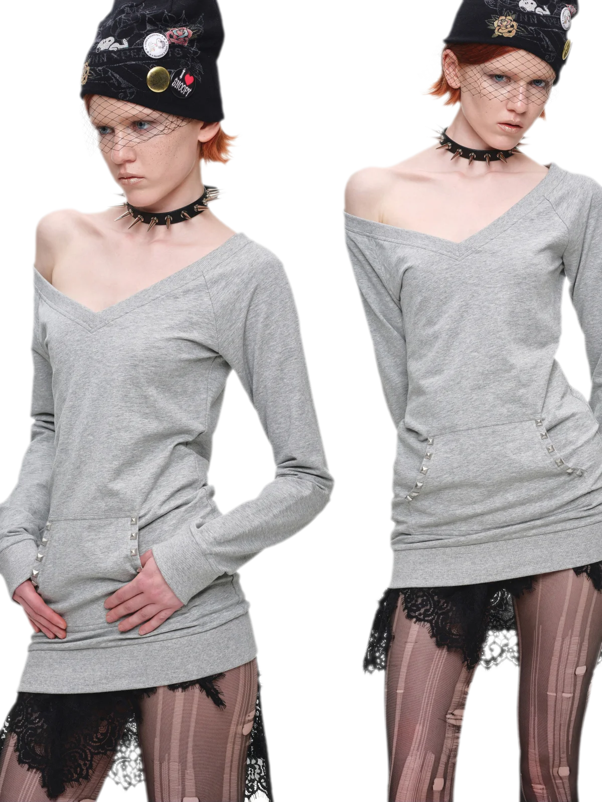 Studded Fitted Sweatshirt Dress