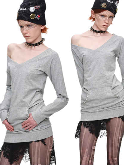 Studded Fitted Sweatshirt Dress