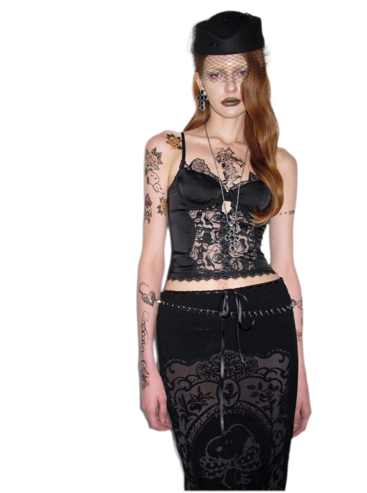 Lace Panel Satin Corset Top