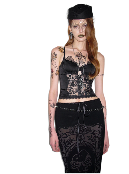 Lace Panel Satin Corset Top
