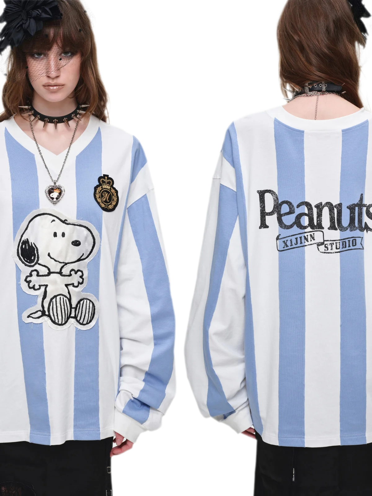 Retro Embroidered Striped T-Shirt
