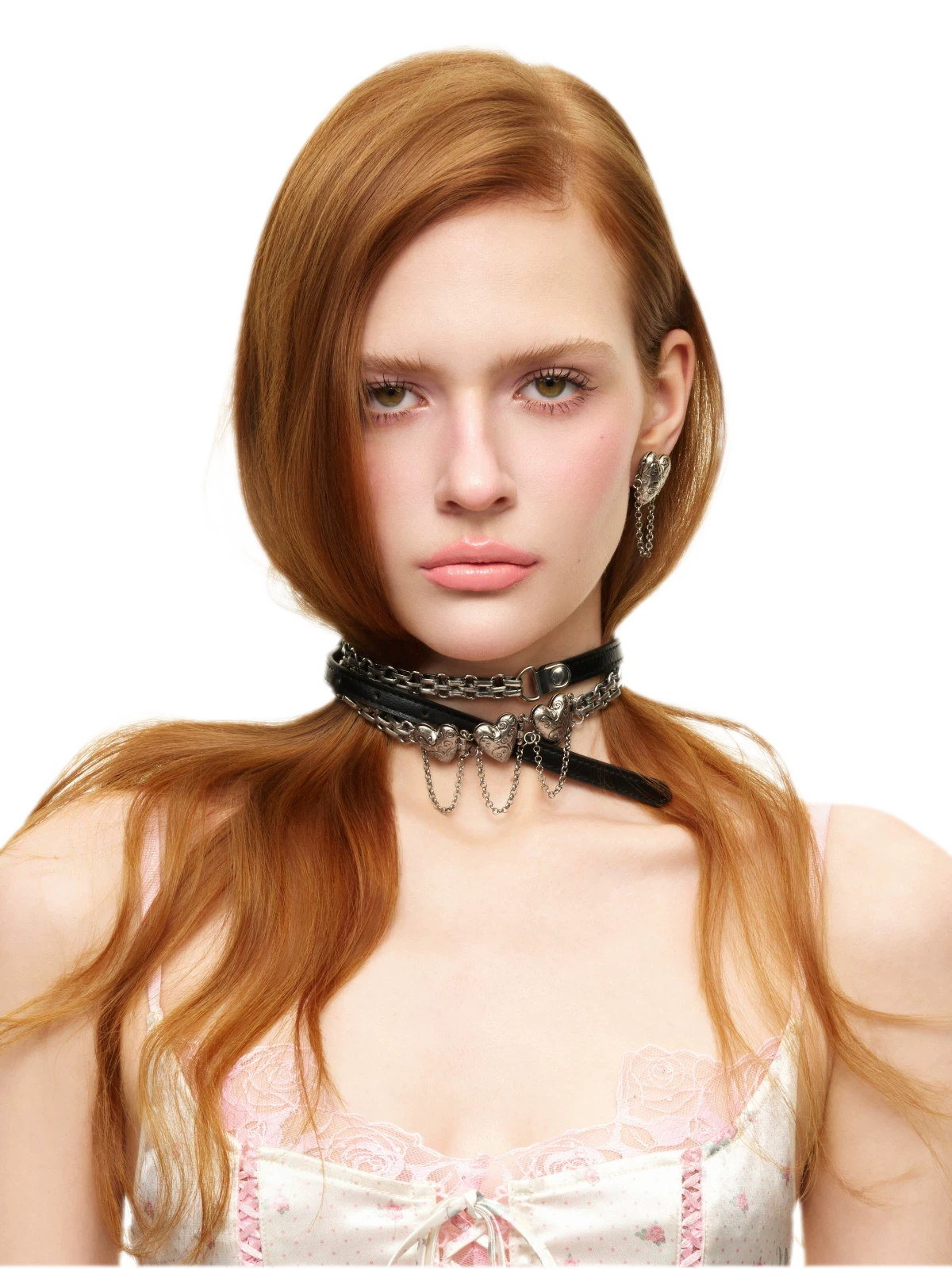 Punk Retro Heart Layered Strap Choker Waist Chain