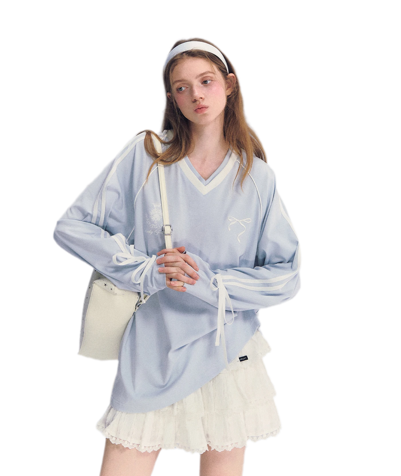 Colorblock Bow Embroidered Tee
