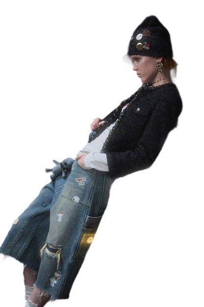 Washed Distressed Cropped Jeans