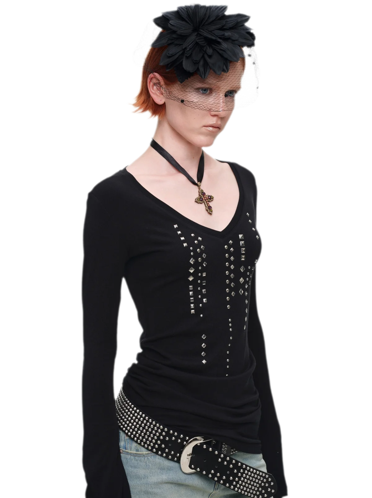 Rhinestone Fitted Knit Top