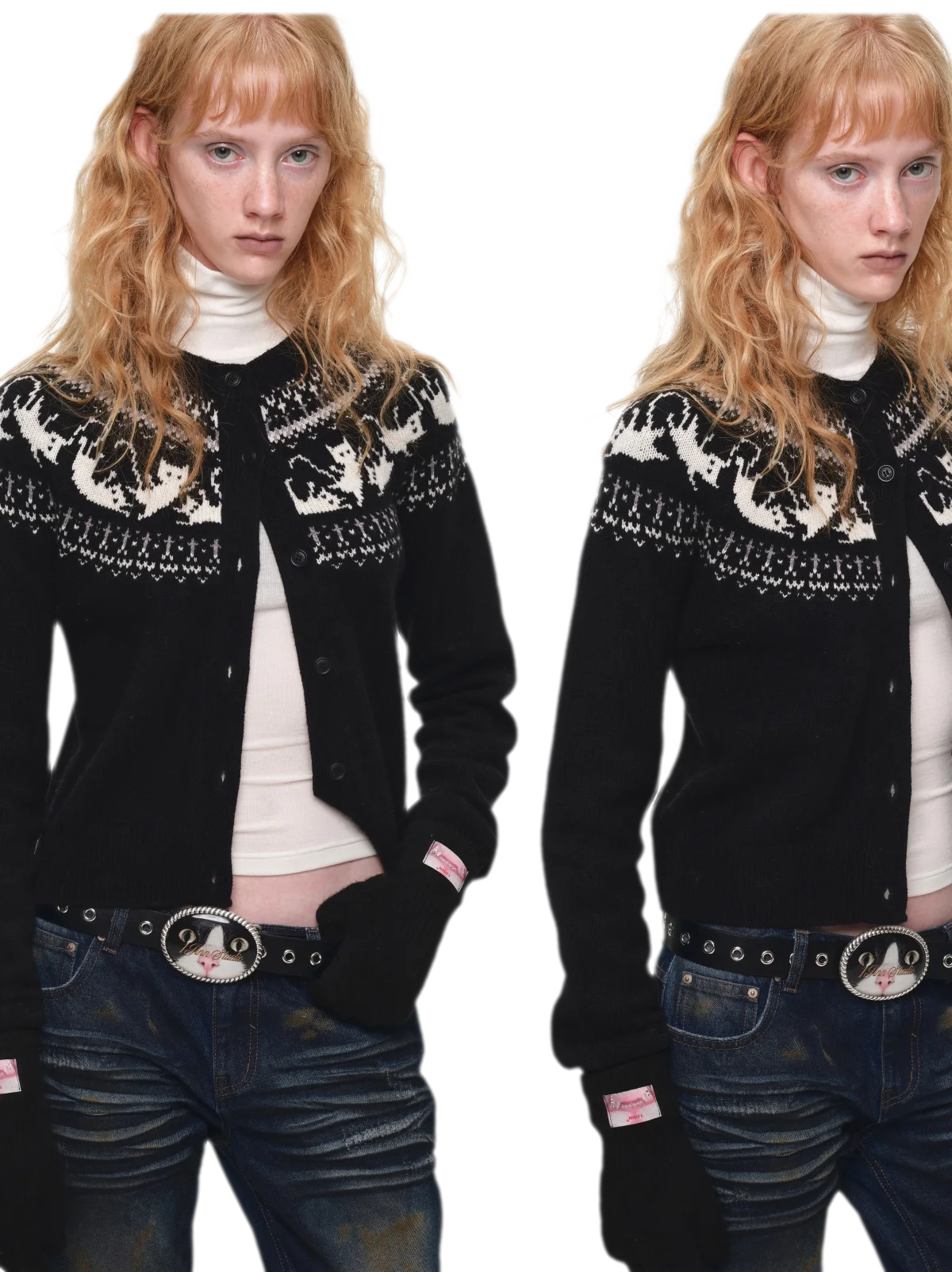 Gilet à motif chat Fair Isle
