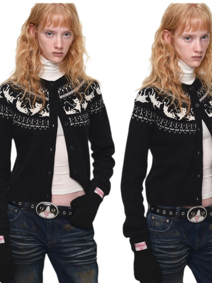Gilet à motif chat Fair Isle