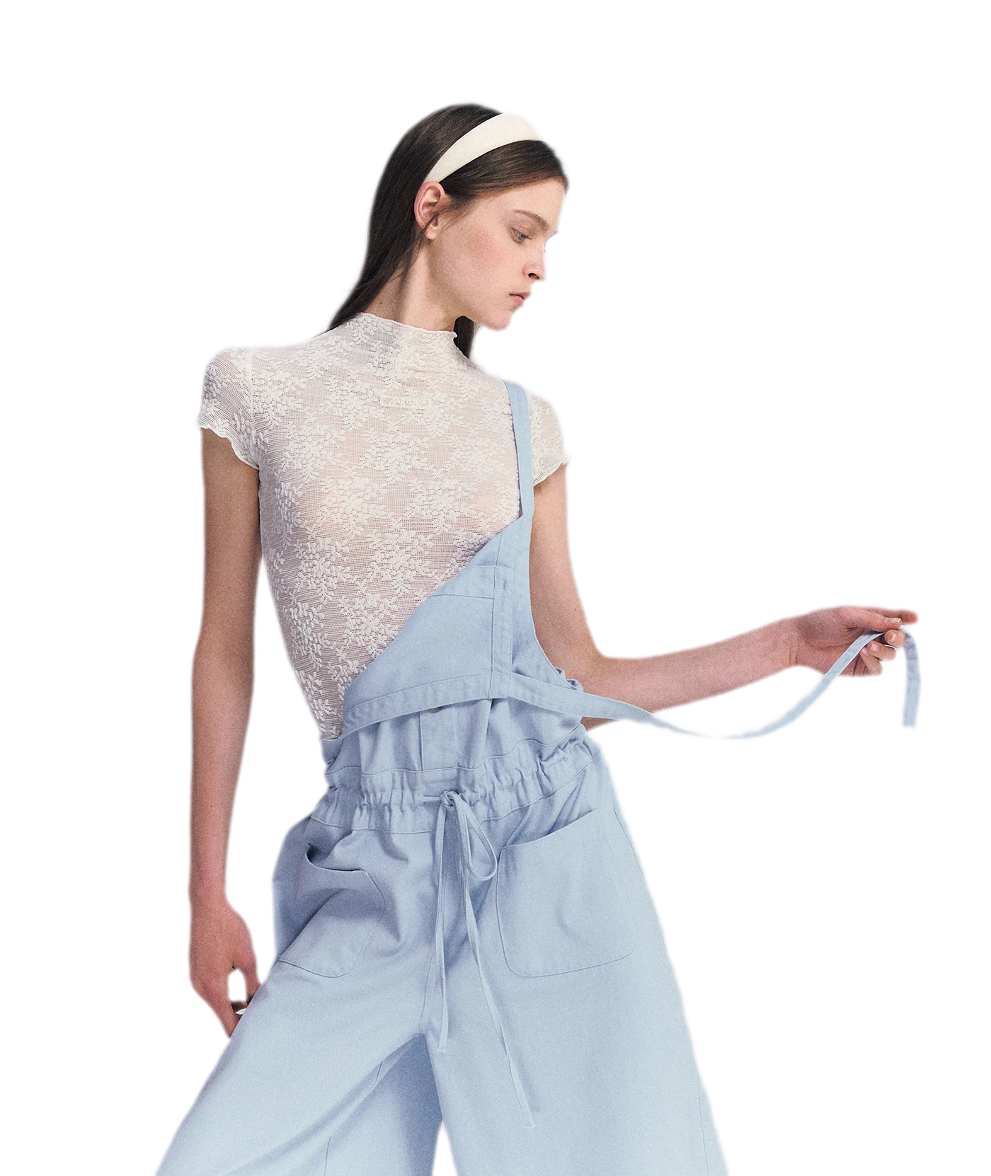 Lace Mesh Mock Neck Top
