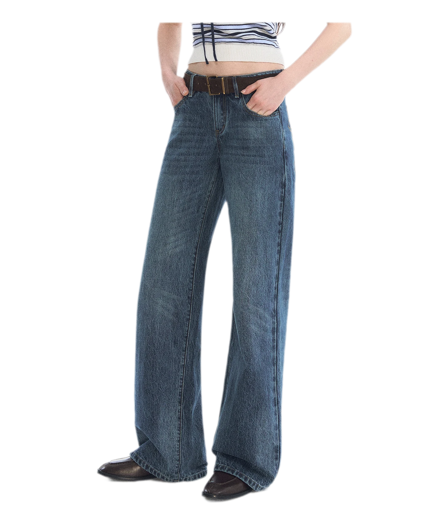 Washed Bow Embroidered Jeans