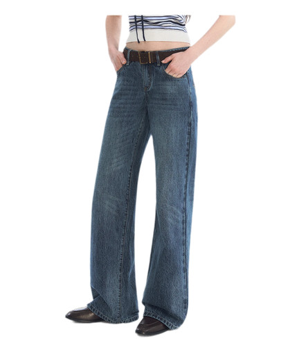 Washed Bow Embroidered Jeans