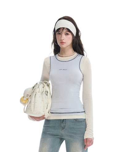 Contrast Trim Layered T-Shirt