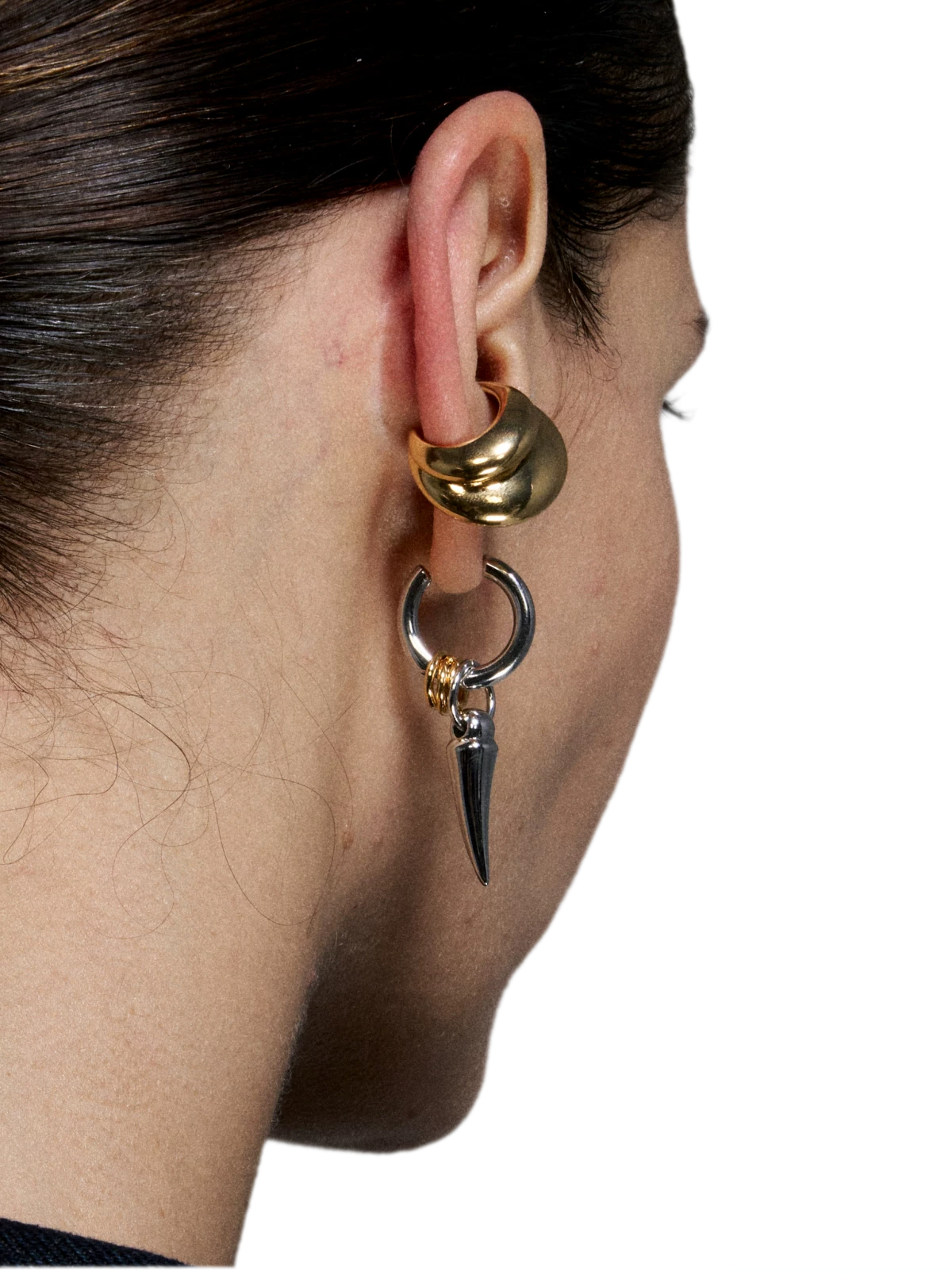 Gold &amp; Silver Tooth Design Earrings