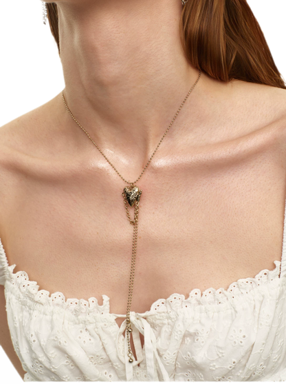Y-Shaped Heart Tassel Necklace