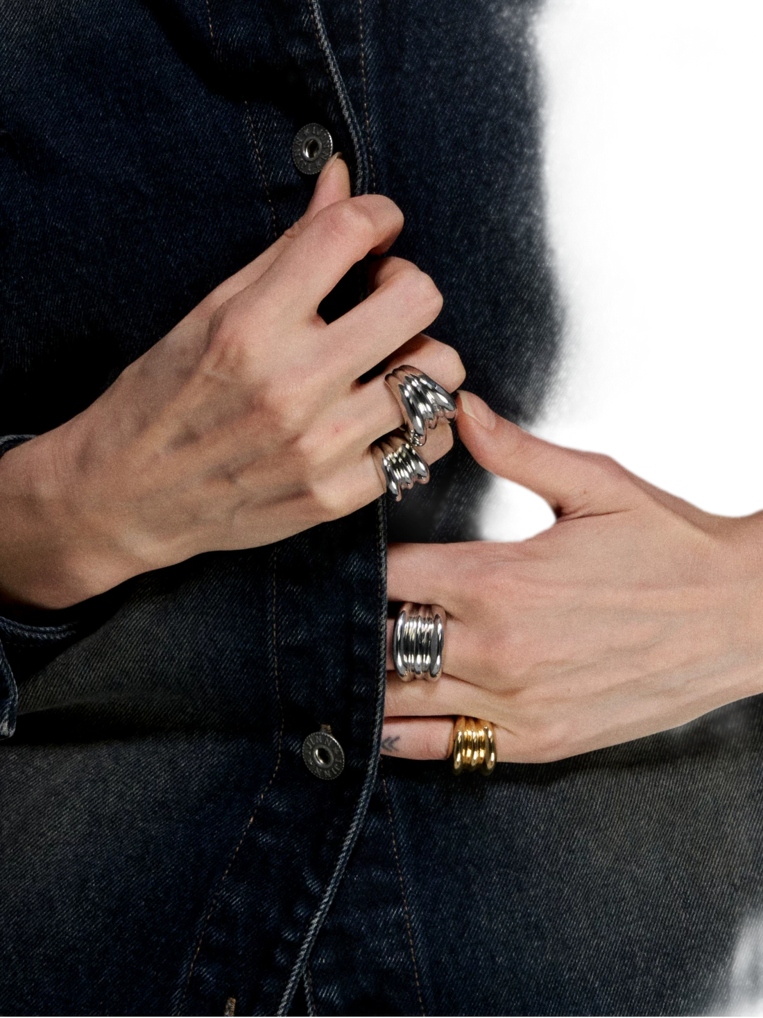 Punk Style Gold &amp; Silver Layered Ring