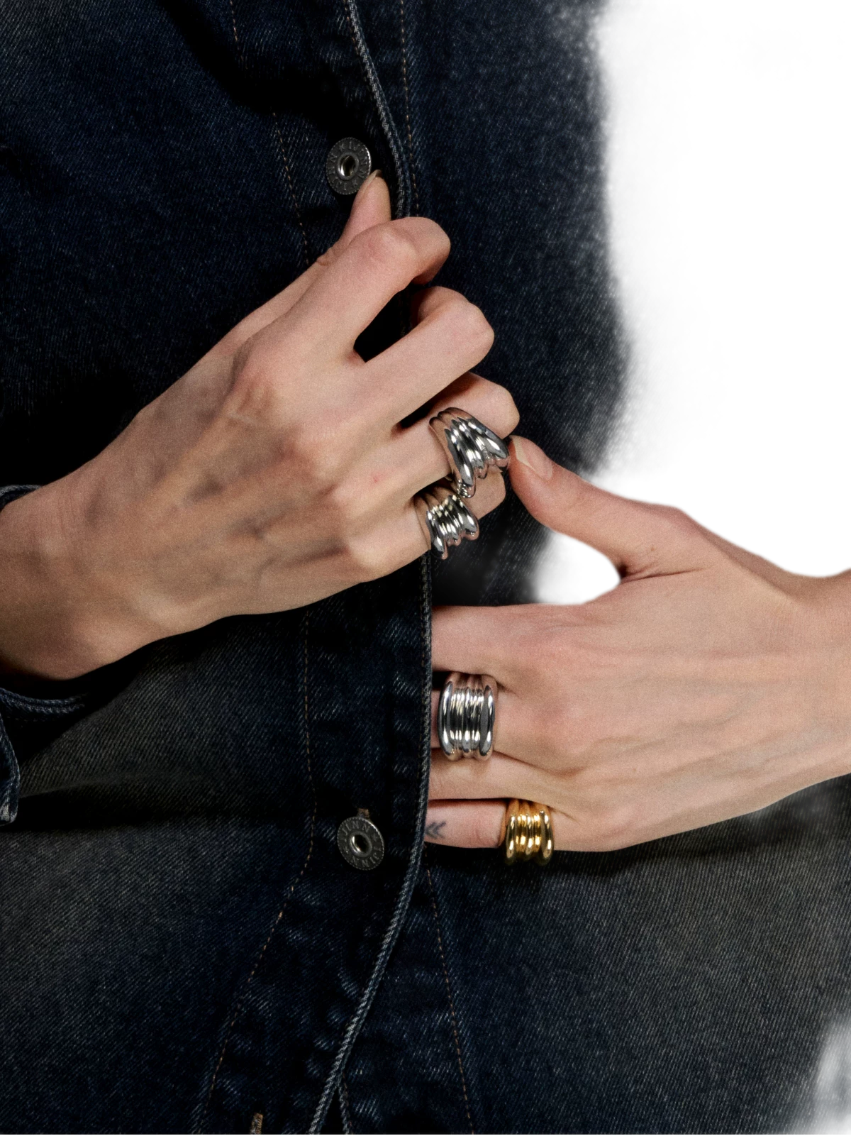 Punk Style Gold &amp; Silver Layered Ring