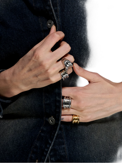 Punk Style Gold &amp; Silver Layered Ring