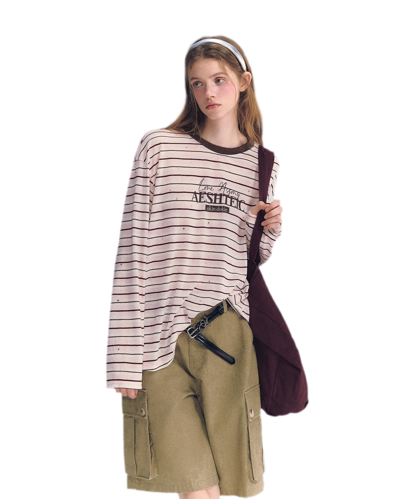 Stripe Rhinestone Long Sleeve