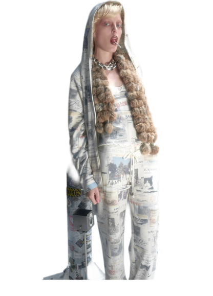 Waffle Print Hooded Set