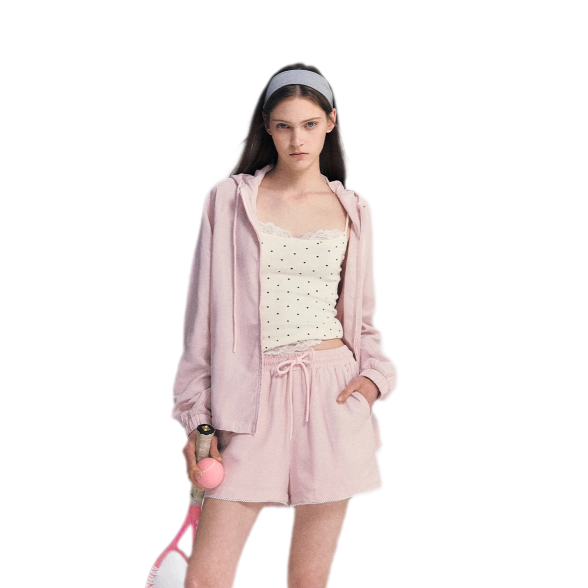 Lace Trim Drawstring Set