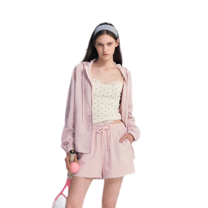 Lace Trim Drawstring Set