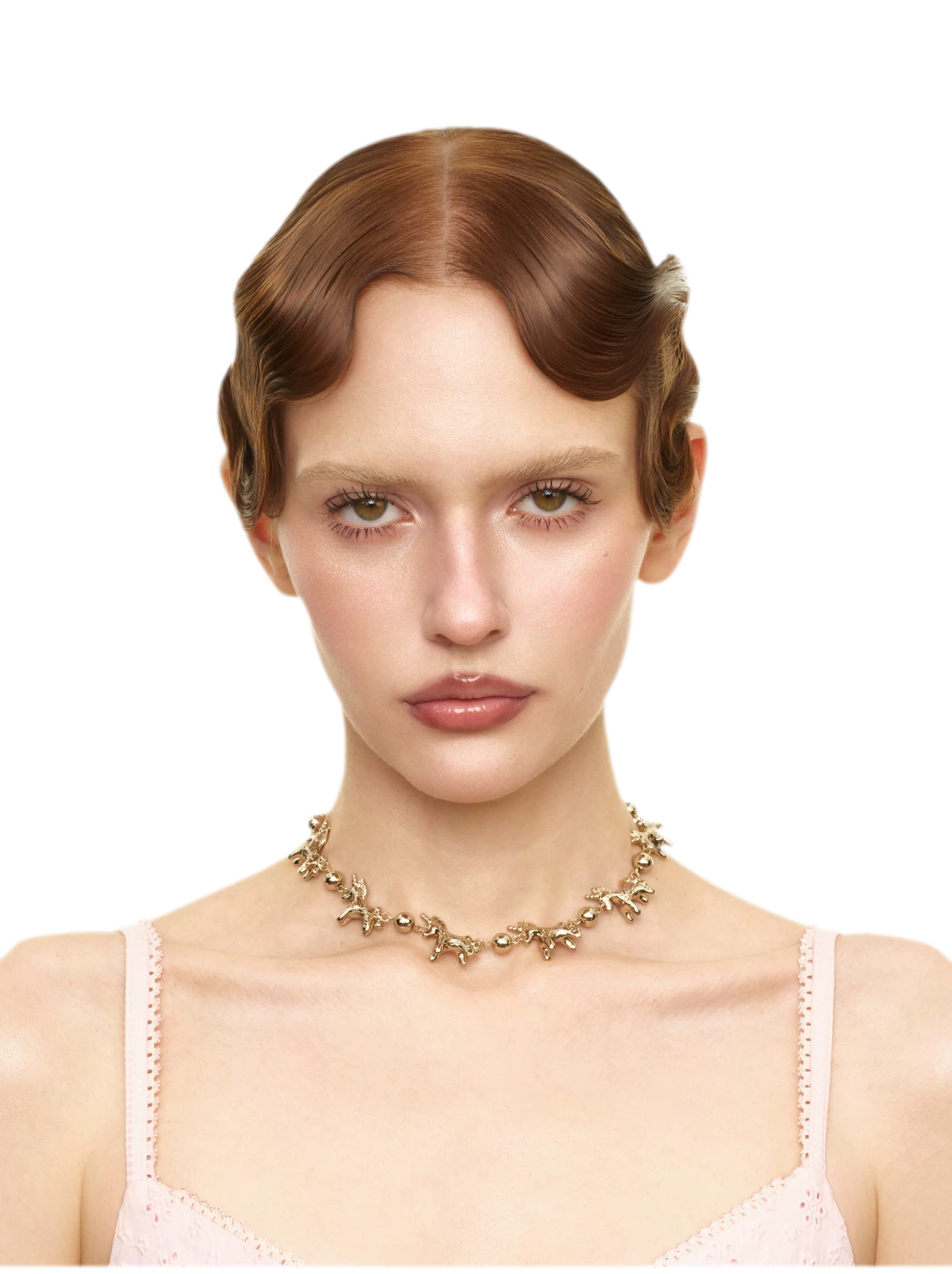Embossed Pony Clavicle Necklace