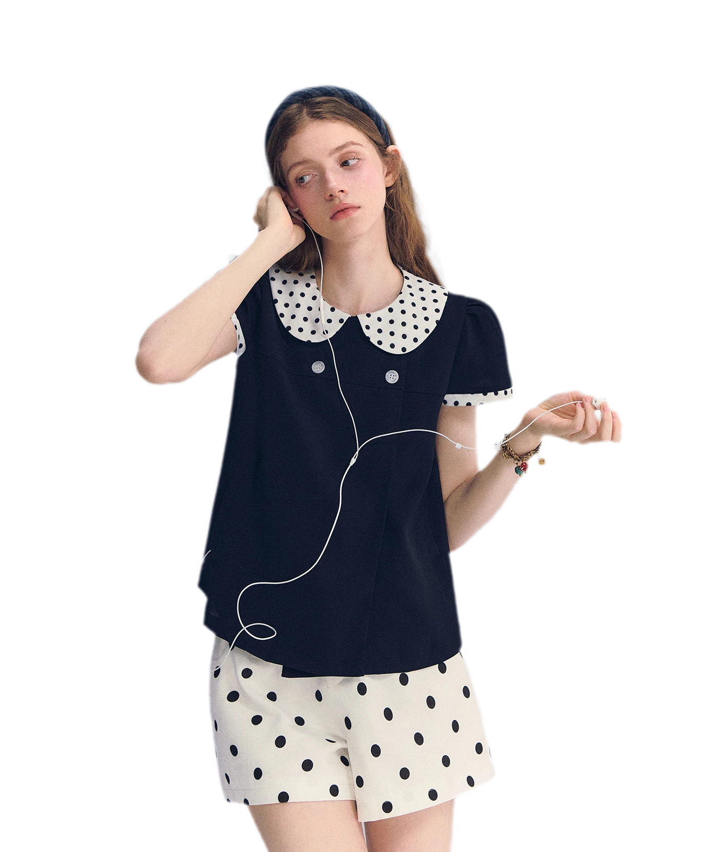 Polka Dot Doll Collar Top
