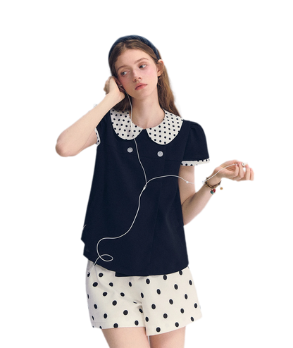 Polka Dot Doll Collar Top