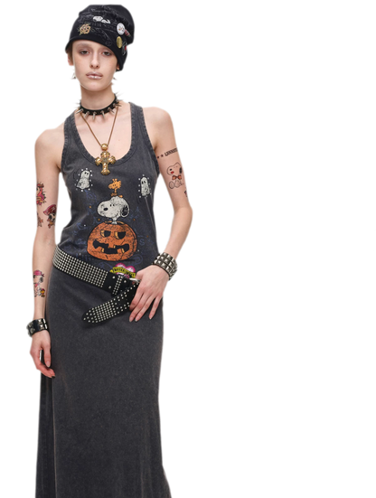 Washed Print Tank Dress