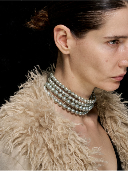 M2M Original Vintage Double Layer Pearl Metal Choker