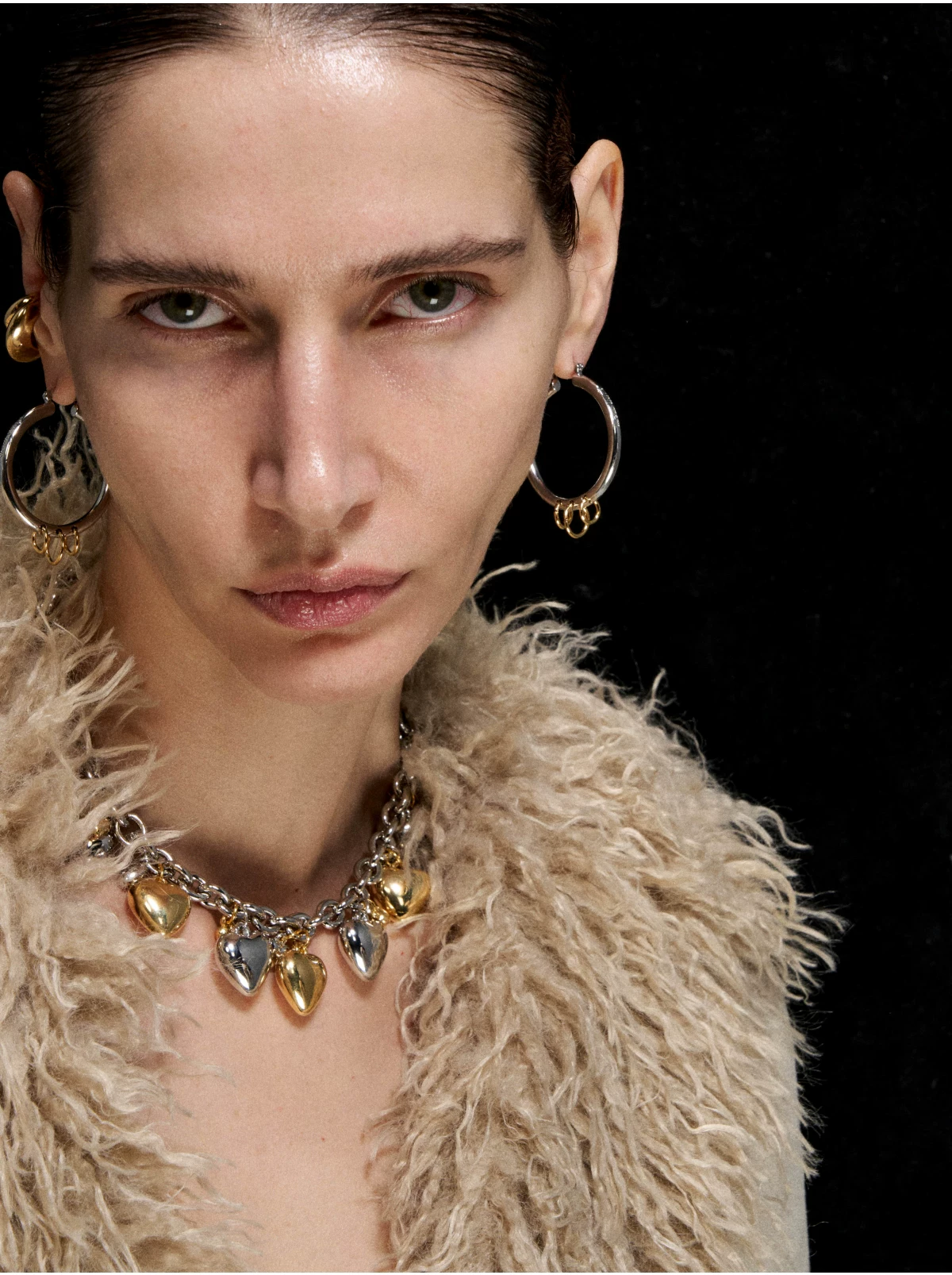 Punk Style Overlapping Gold and Silver Earrings