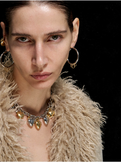 Punk Style Overlapping Gold and Silver Earrings