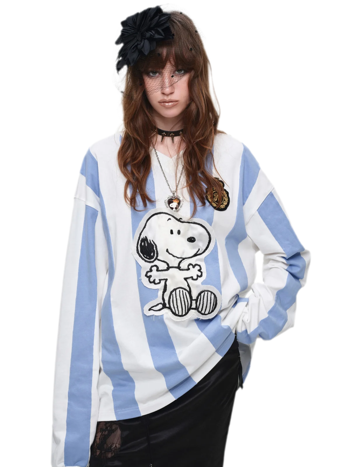 Retro Embroidered Striped T-Shirt