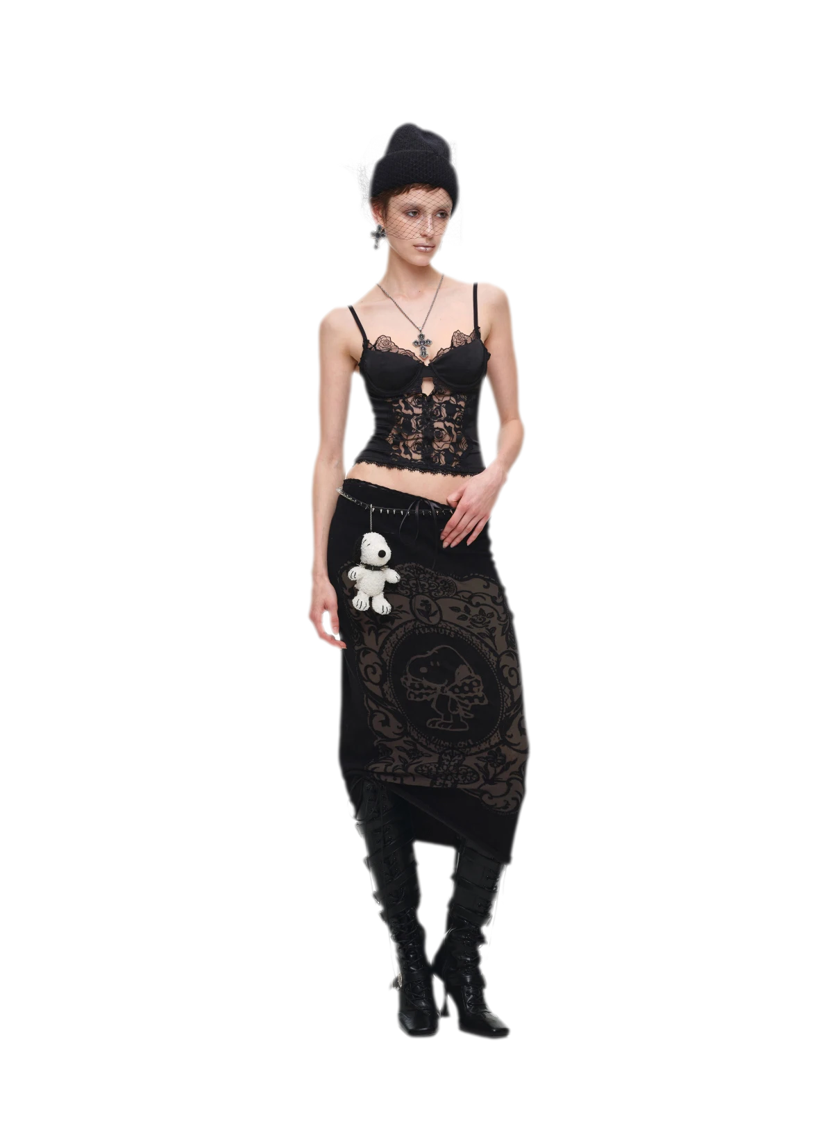 Lace Panel Satin Corset Top