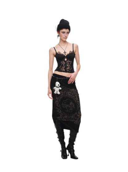 Lace Panel Satin Corset Top