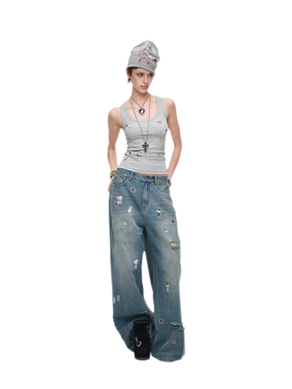 Washed Ribbed Scoop-Neck Tank