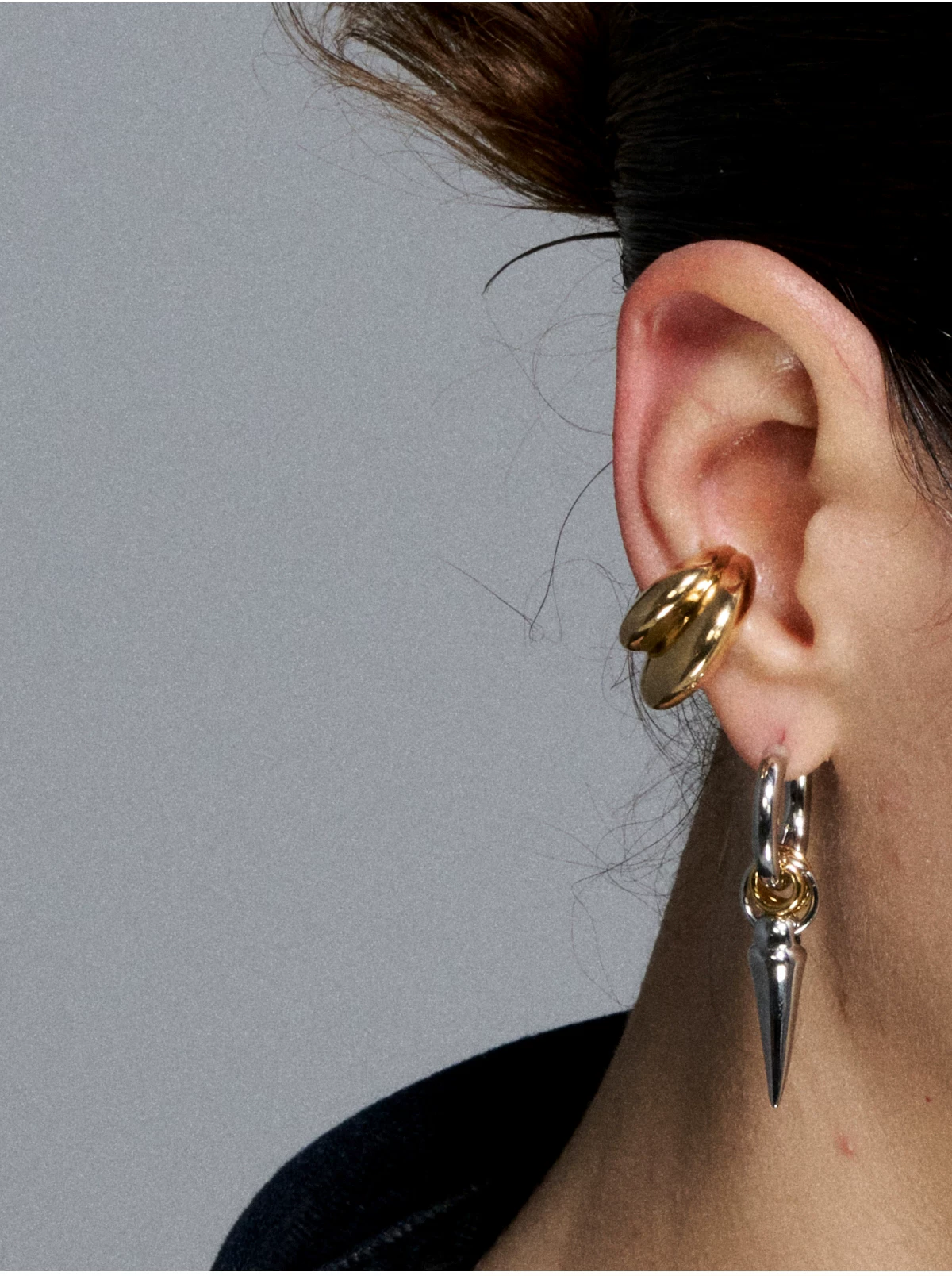 Gold &amp; Silver Tooth Design Earrings