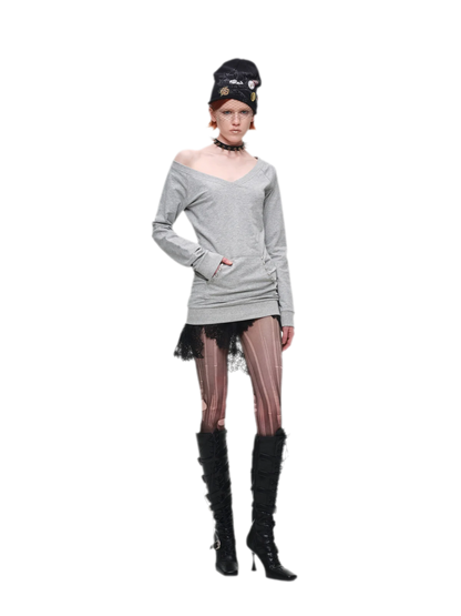 Studded Fitted Sweatshirt Dress