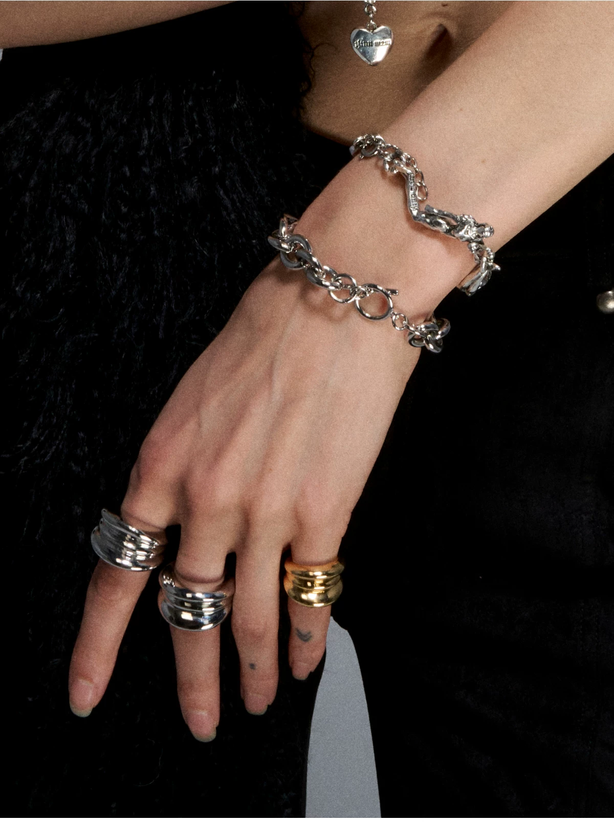 Punk Style Silver Mermaid Bracelet Set