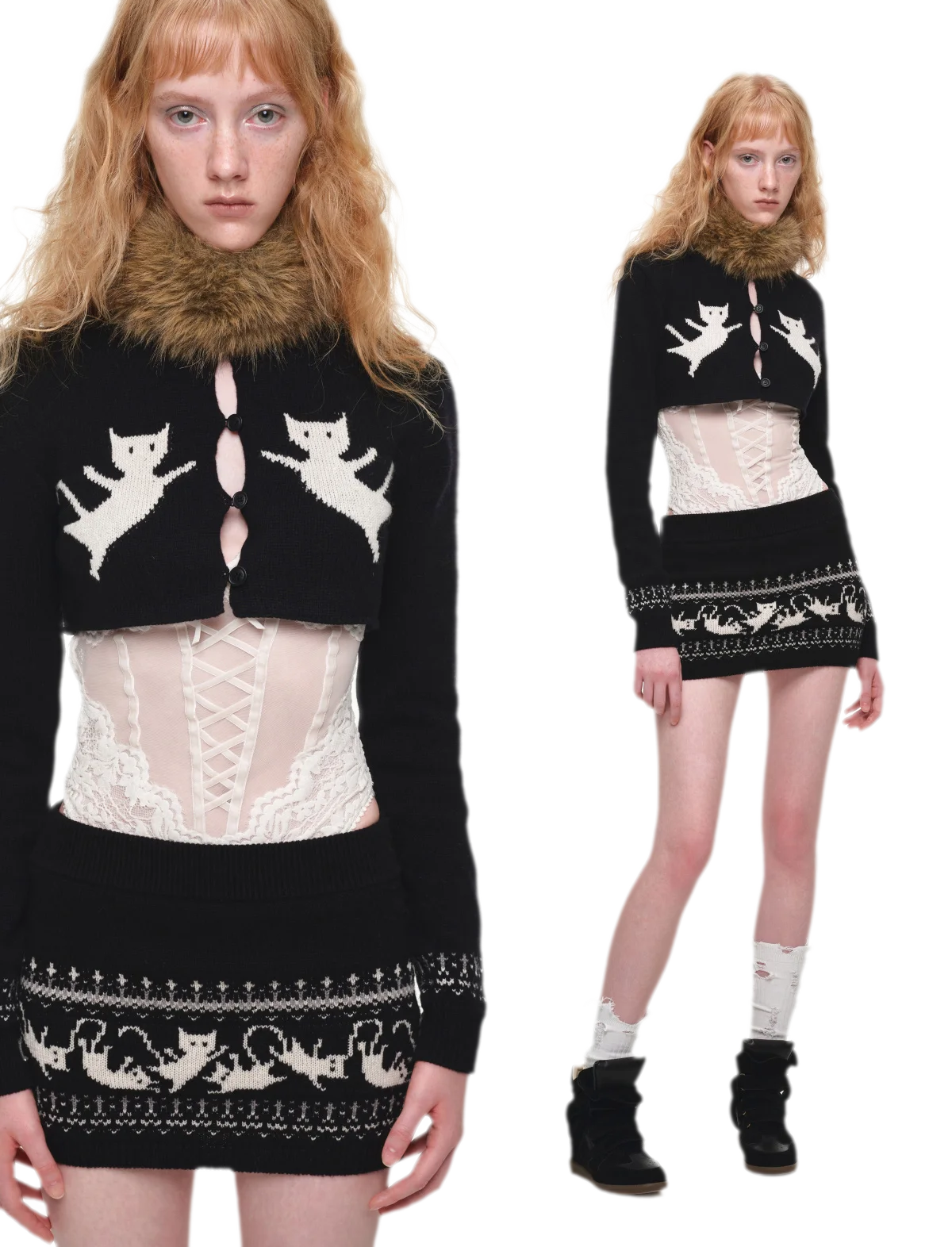 Ensemble en maille court Fair Isle