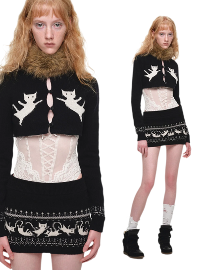 Ensemble en maille court Fair Isle