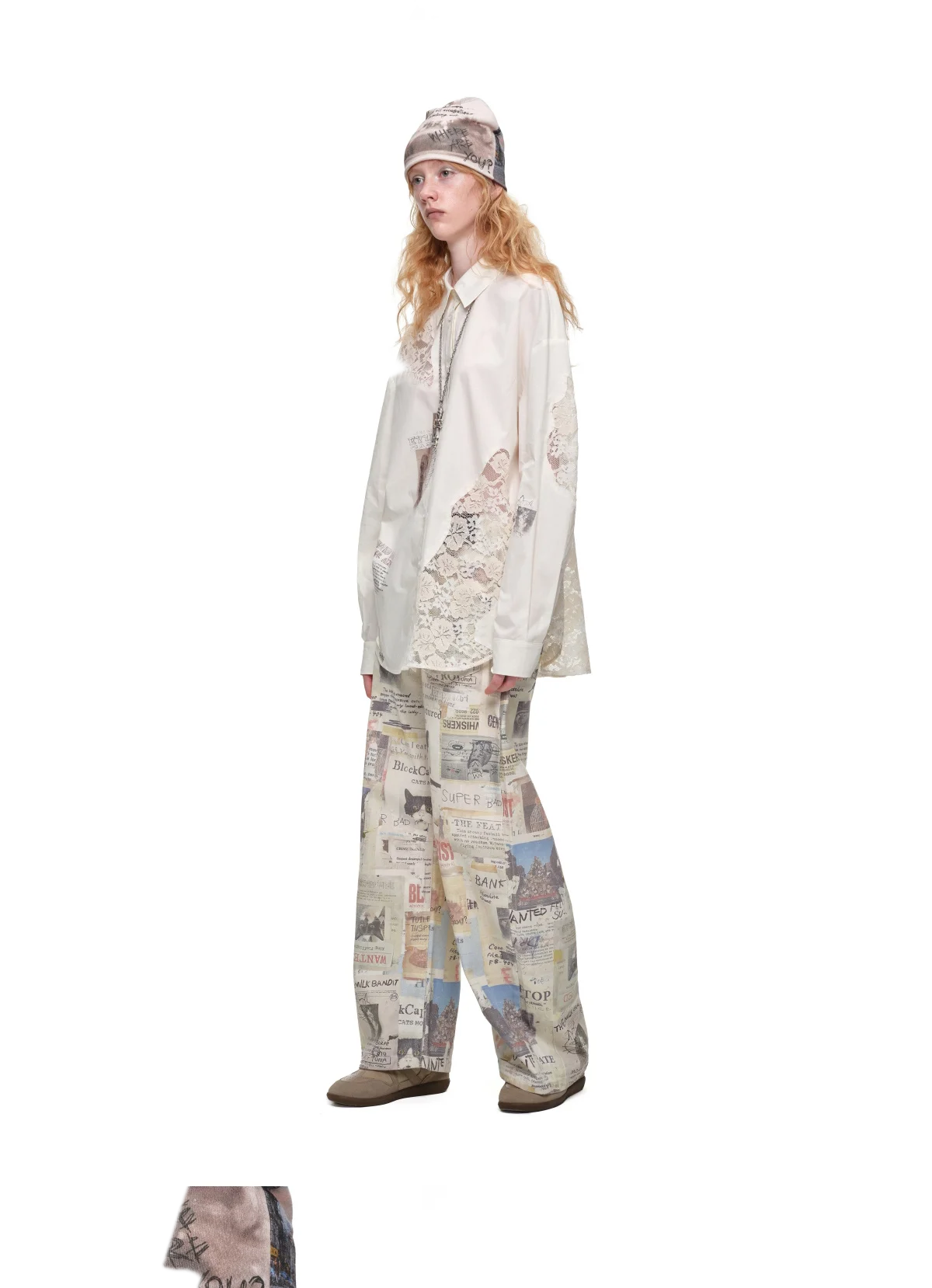 Lace Patchwork Oversized Shirt
