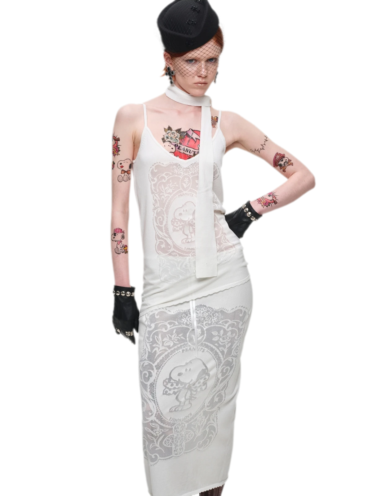 Burnout Graphic Midi Knit Skirt