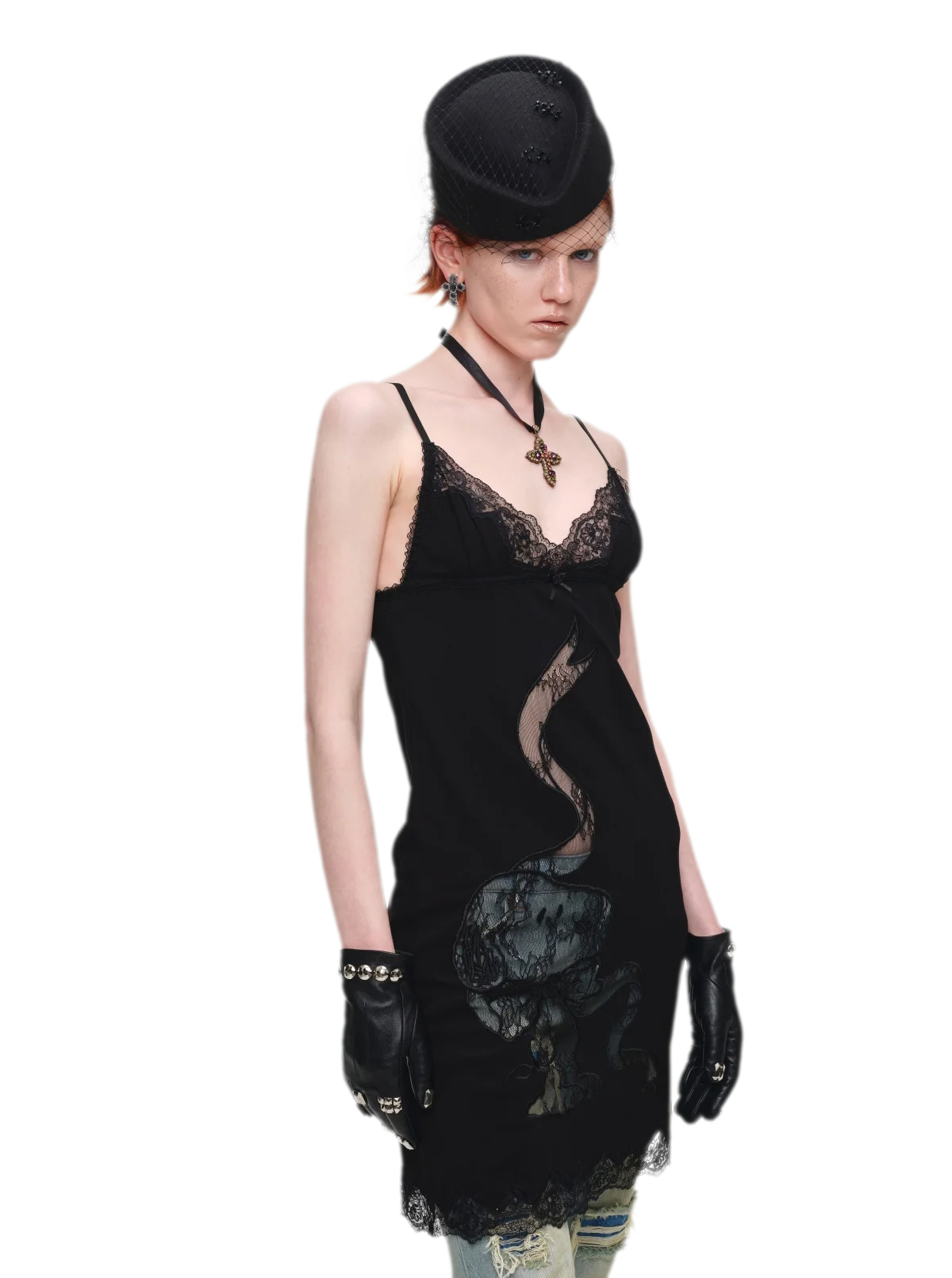 Lace Appliqué Fitted Slip Dress