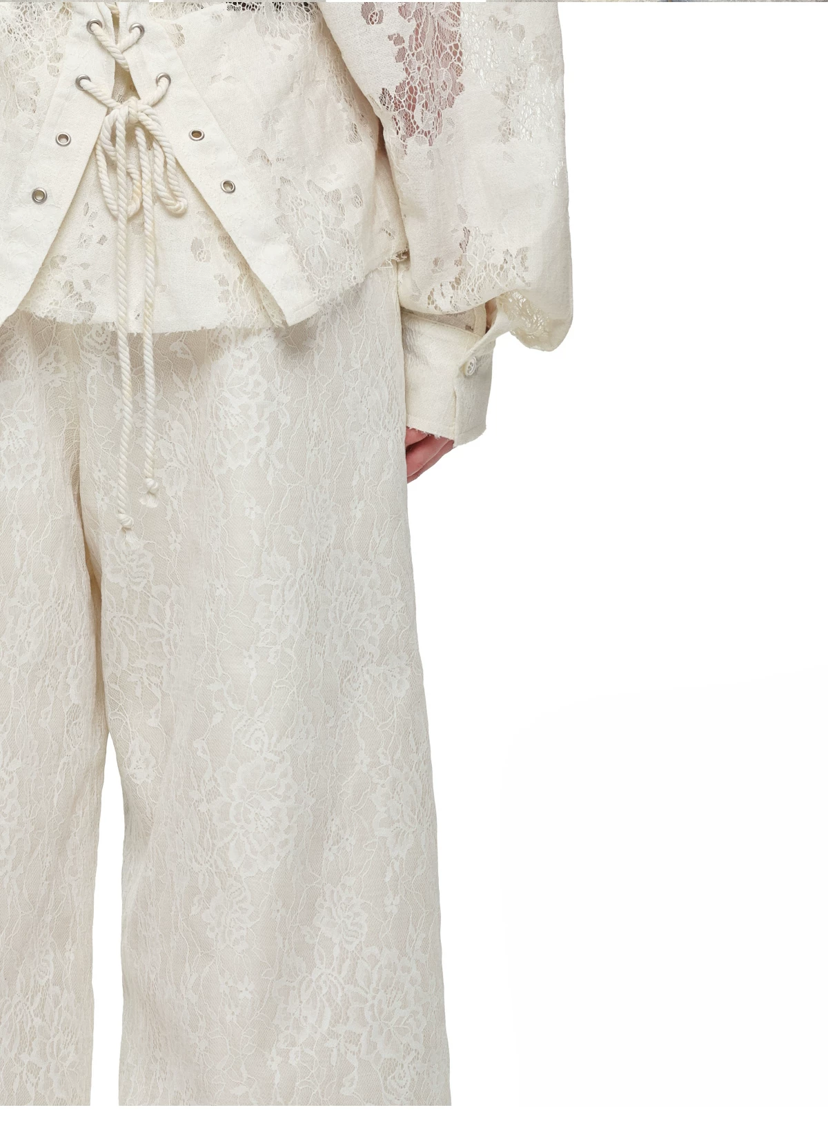 Washed Lace Straight Pants