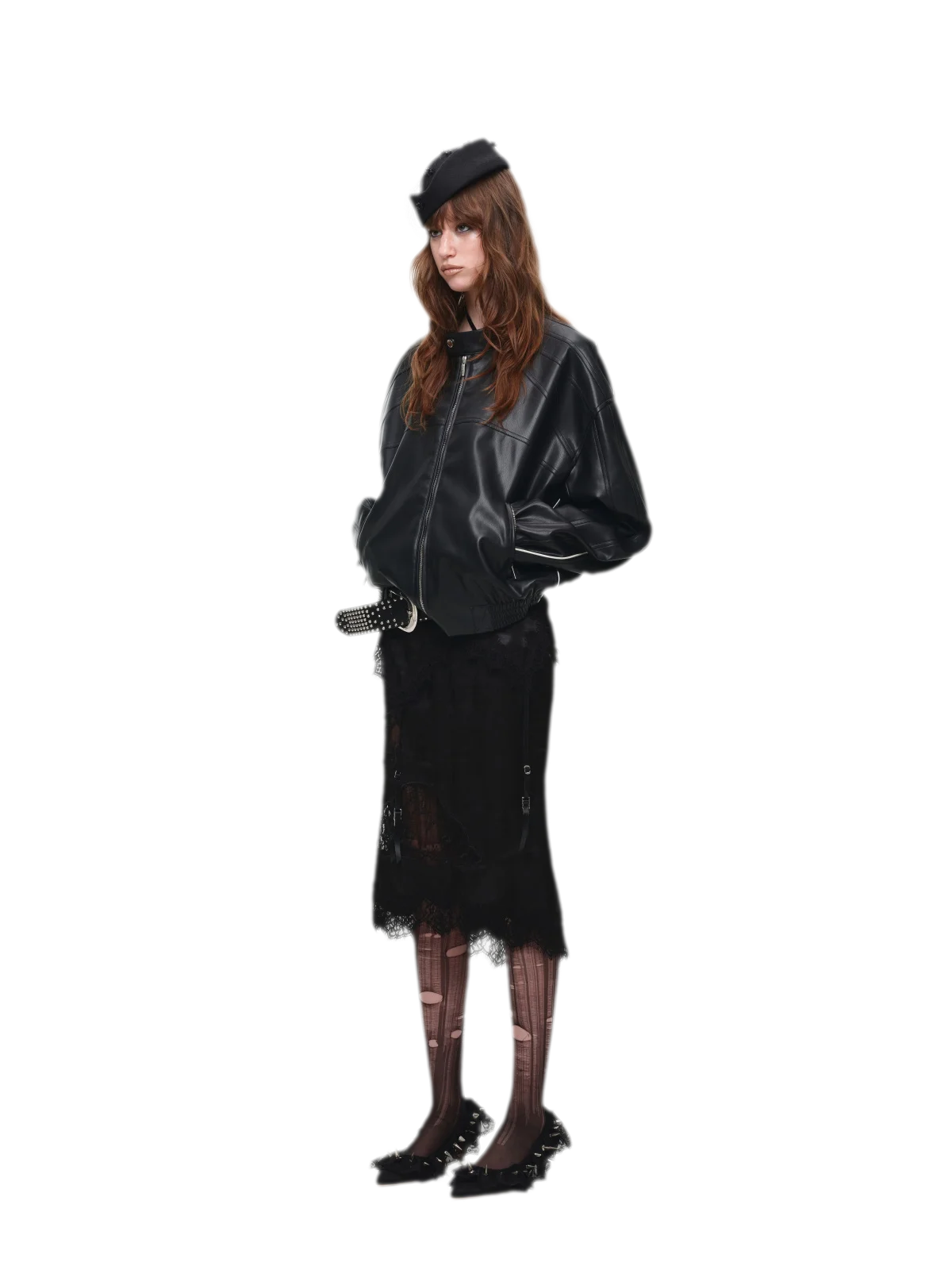 Contrast Trim Cropped PU Jacket