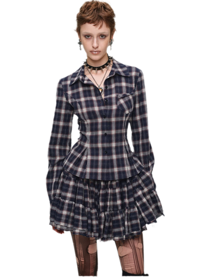 Plaid Tiered Skirt Set