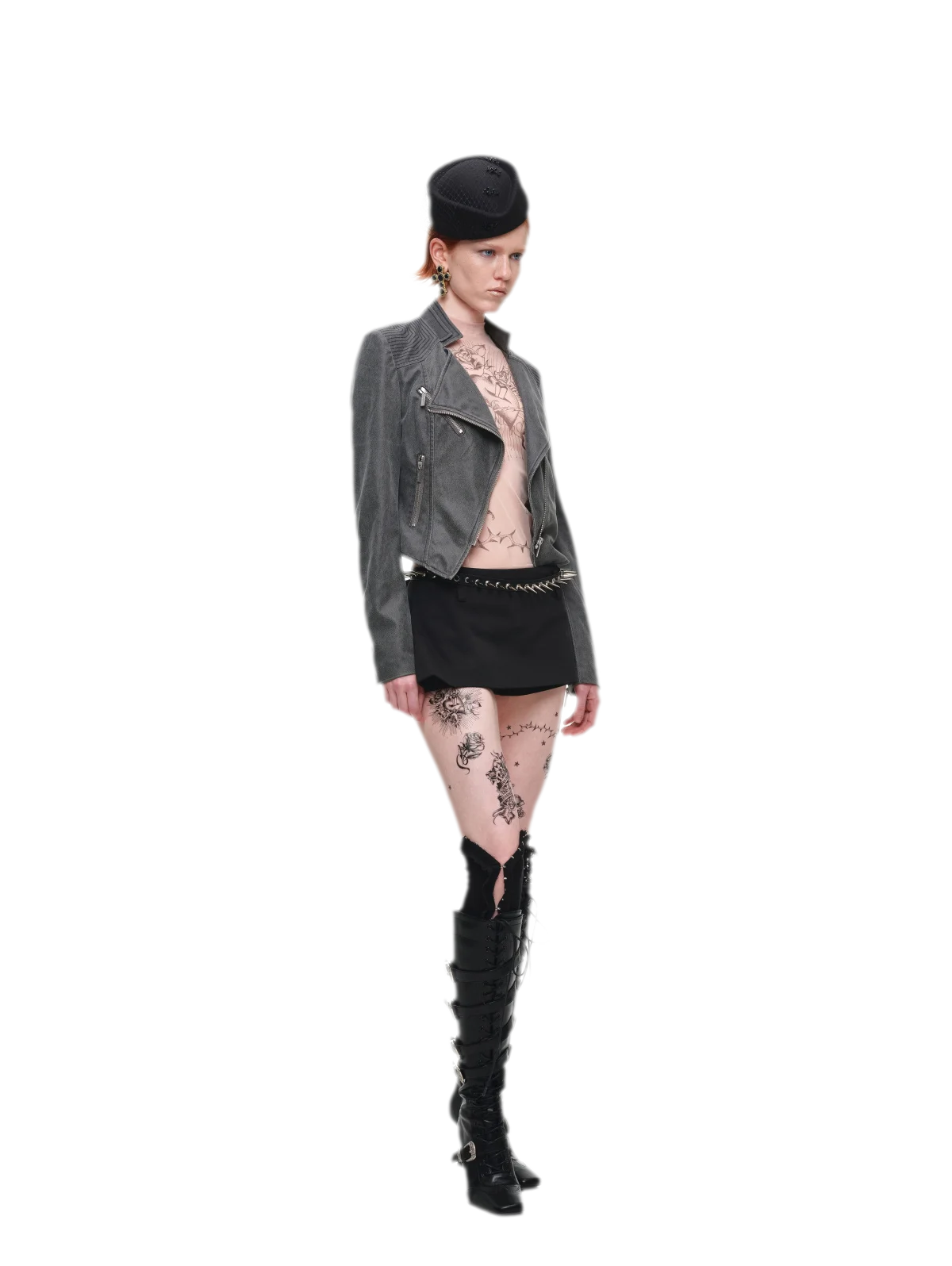 Washed Leather-Look Fitted Jacket